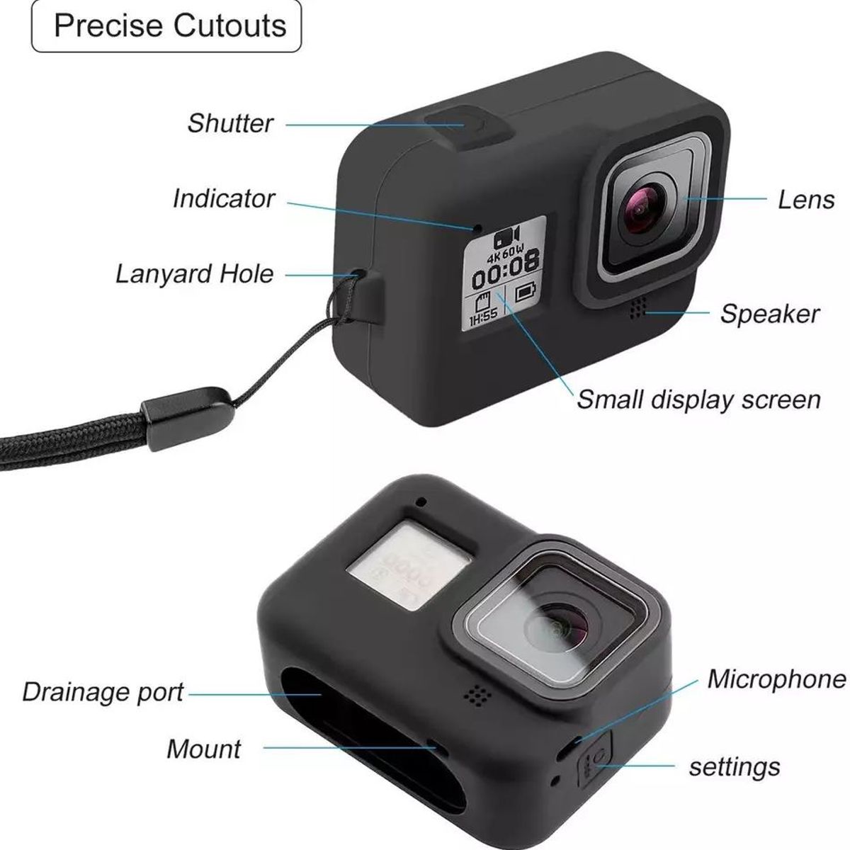 SHOOT - Funda de Silicona para Gopro Hero 8 Black