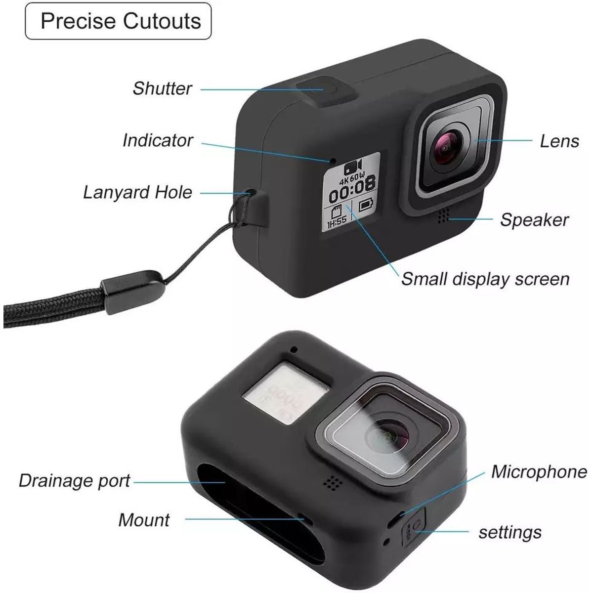 SHOOT - Funda de Silicona para Gopro Hero 8 Black