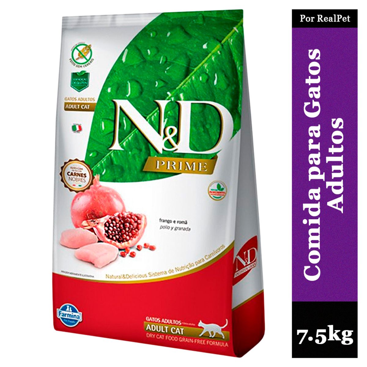 N&D - Comida para Gato Adulto N&D Pollo y Granada 7.5 kg