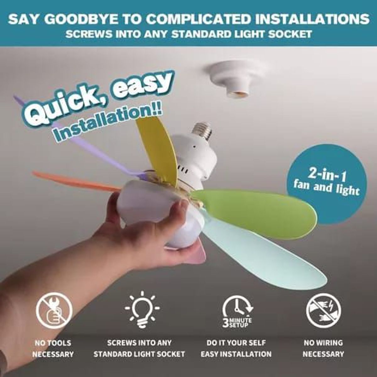 GENERICO - Foco Ventilador de techo 2 en 1 con control