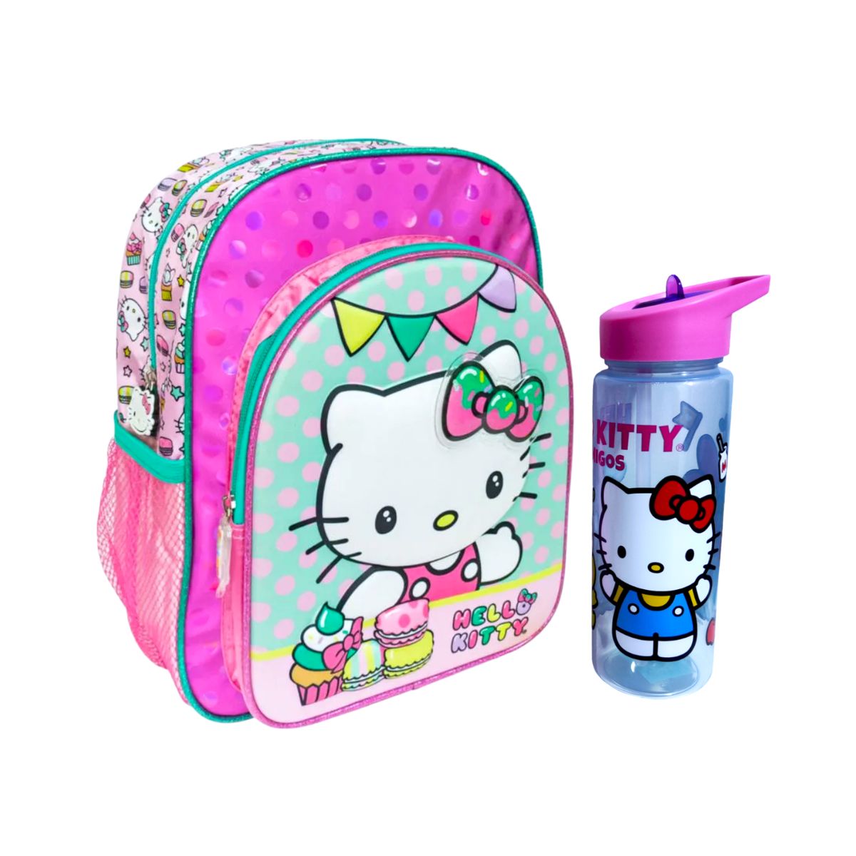 SCOOL - Mochila diseño Hello Kitty mas botella tomatodo 790ml
