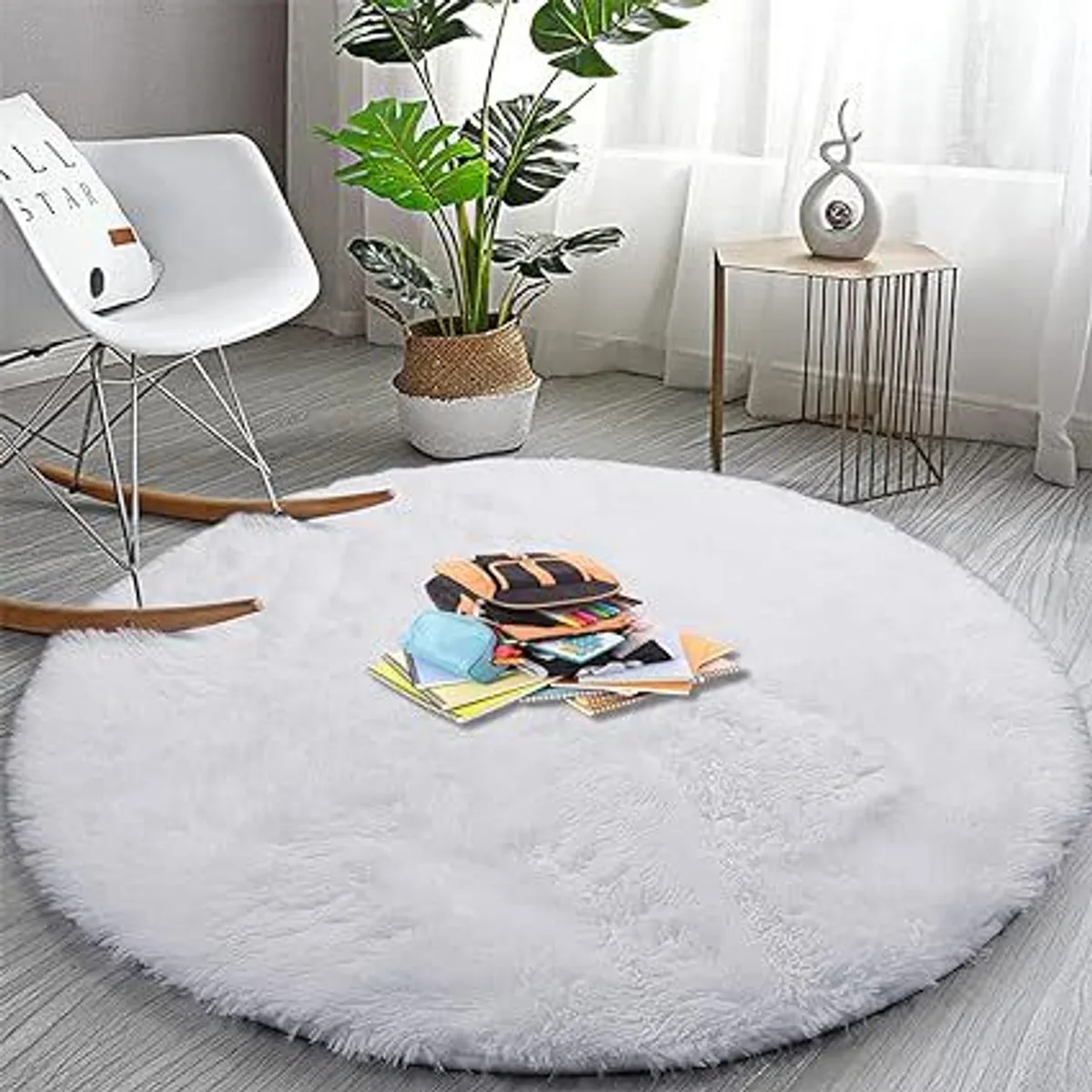 GENERICO - Bajada de cama redonda 100x100CM blanco