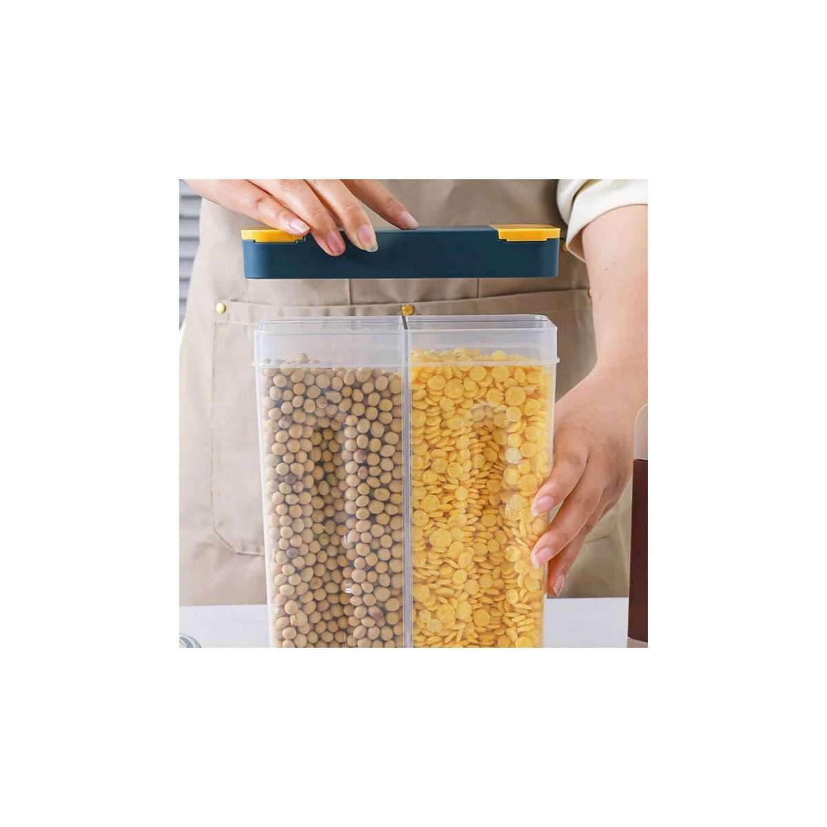 GENERICO - Taper de 4 divisiones para arroz, menestras o cereales