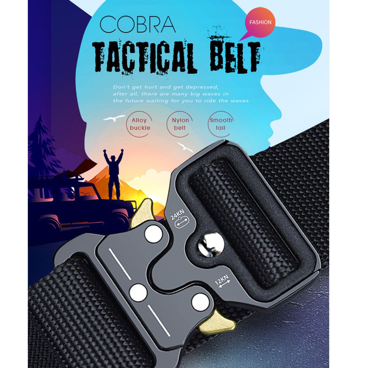 GENERICO - Cinturon correa liberacion rapida ajustable porta accesorios