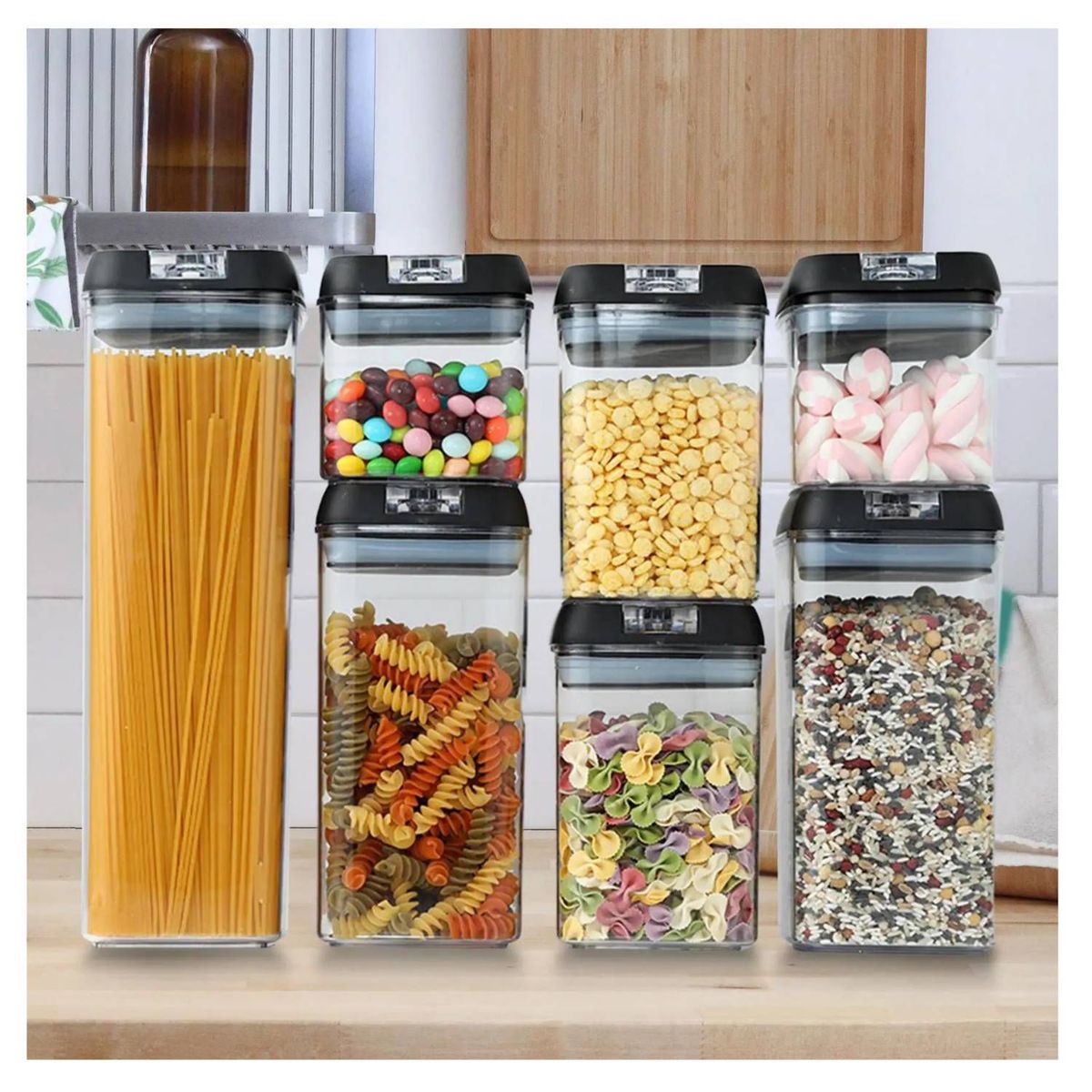 GENERICO - Set de 7 contenedores herméticos para comida Cereales