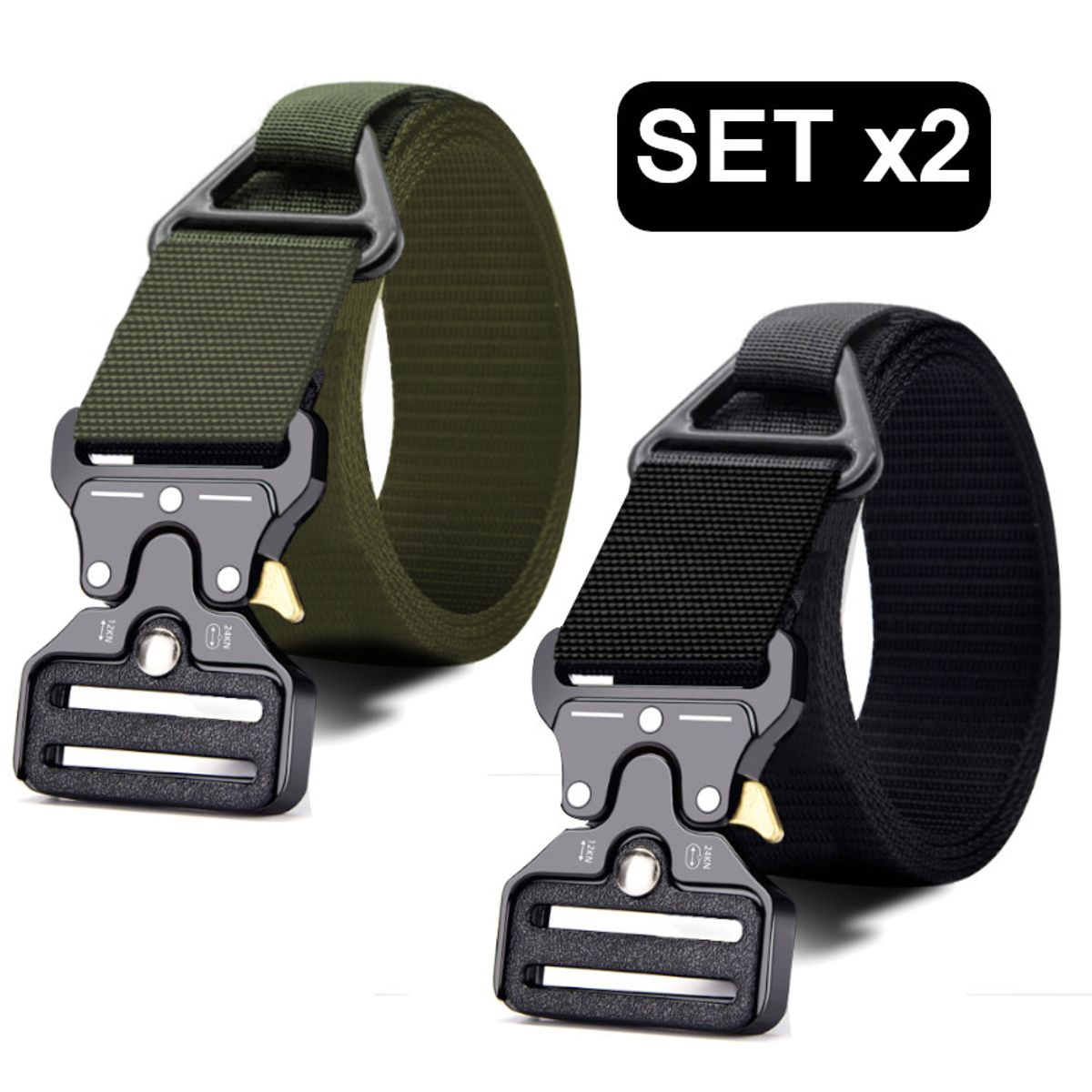 GENERICO - SET x2 Cinturon correas liberacion rapida ajustable porta accesorios