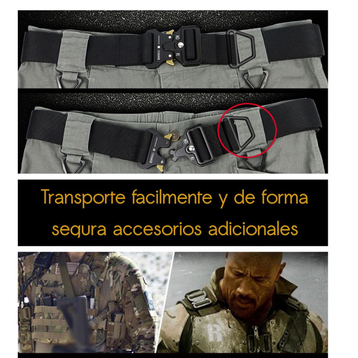 GENERICO - SET x2 Cinturon correas liberacion rapida ajustable porta accesorios