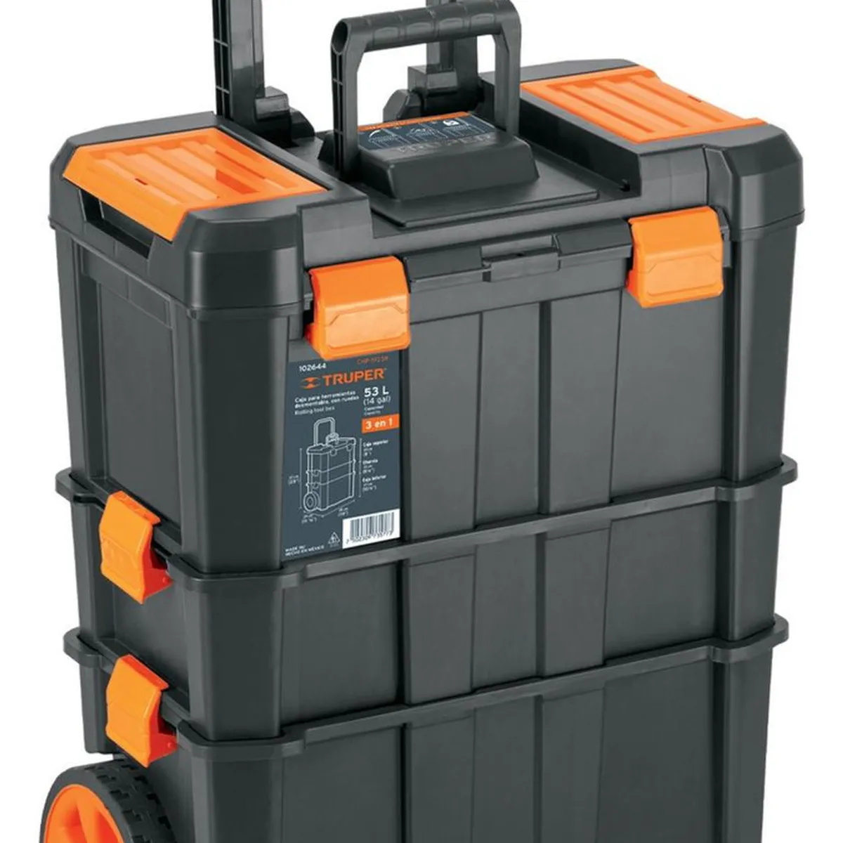 TRUPER - Caja para Herramientas con ruedas 3 en 1 53 Litros Truper