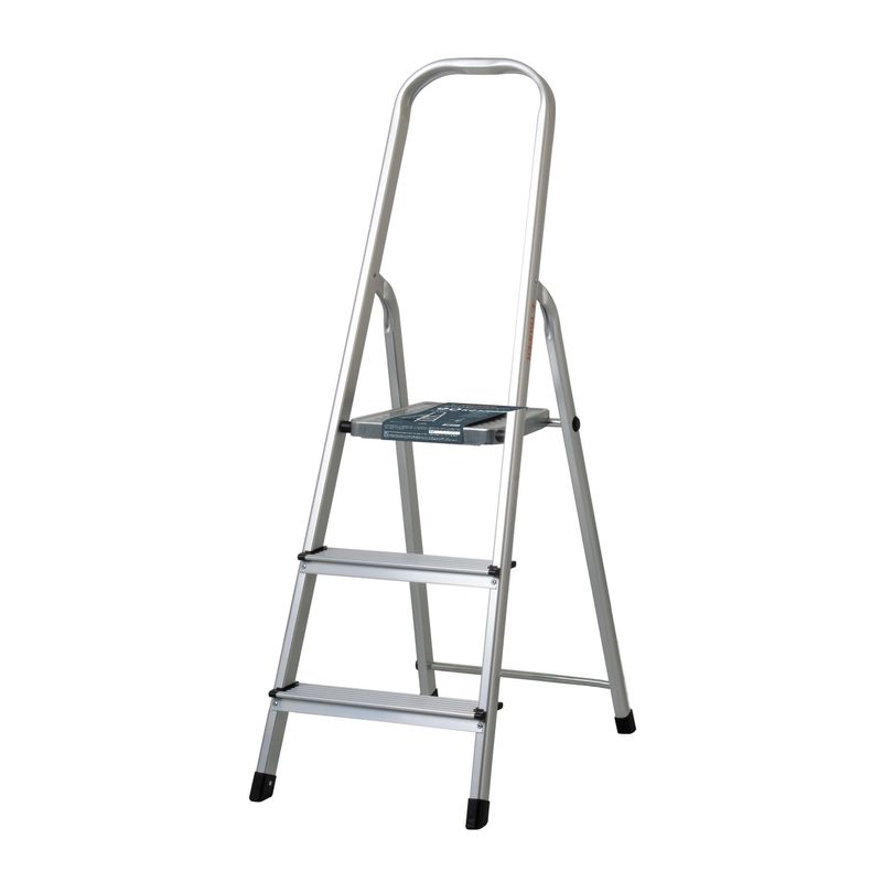 TRUPER - Escalera tubular plegable, 3 peldaños, aluminio