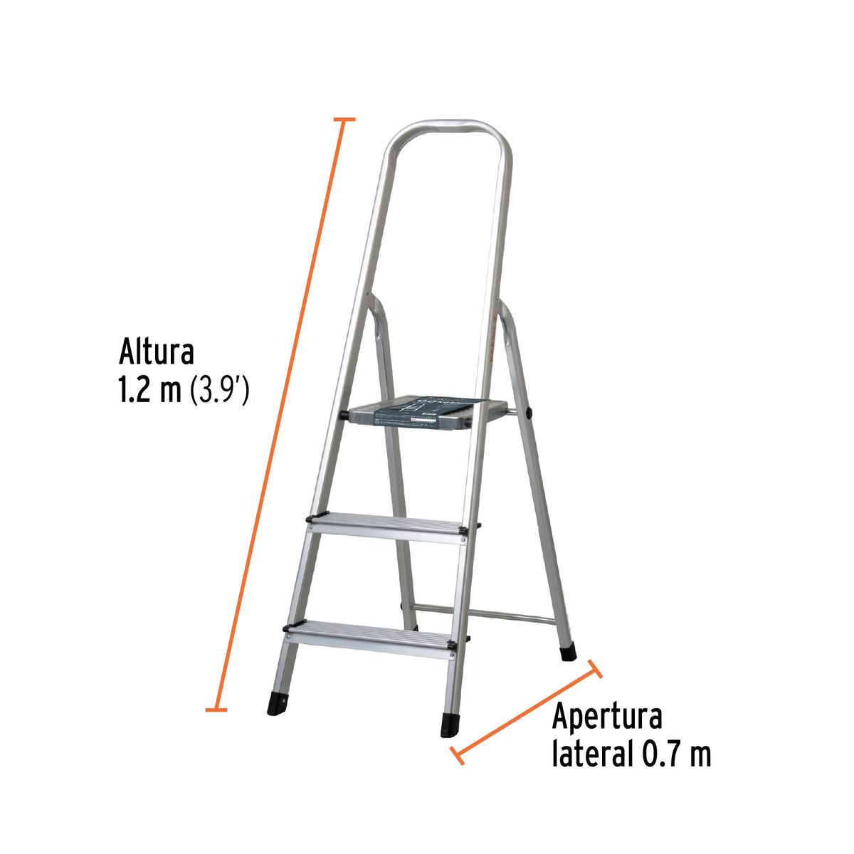 TRUPER - Escalera Tubular Plegable de 3 Peldaños en Aluminio, Truper