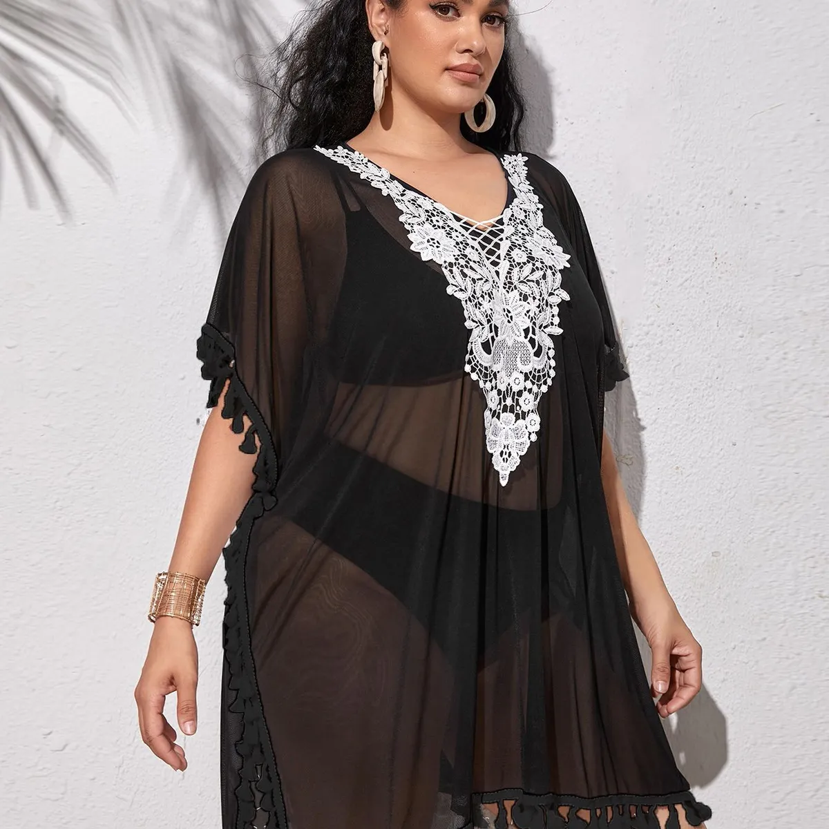 KAST PE - Salida de Playa Tipo Túnica Pareo Modelo Alexia - Negro N