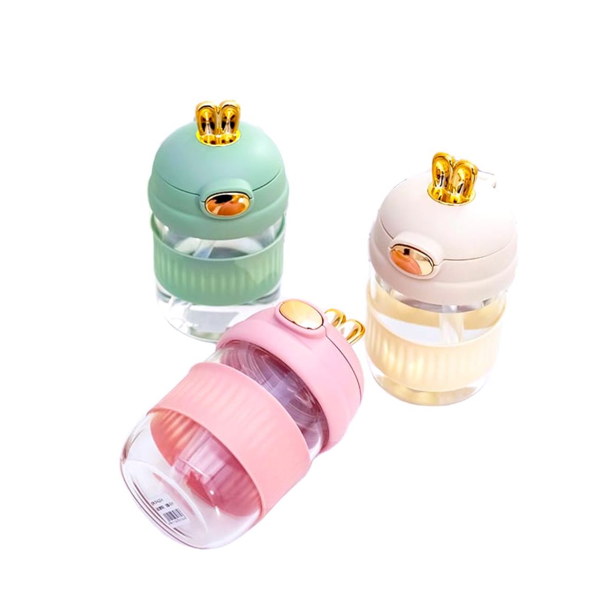 GENERICO - Set x 3 Botellas / Vasos / Tomatodos de vidrio diseño Rabbit