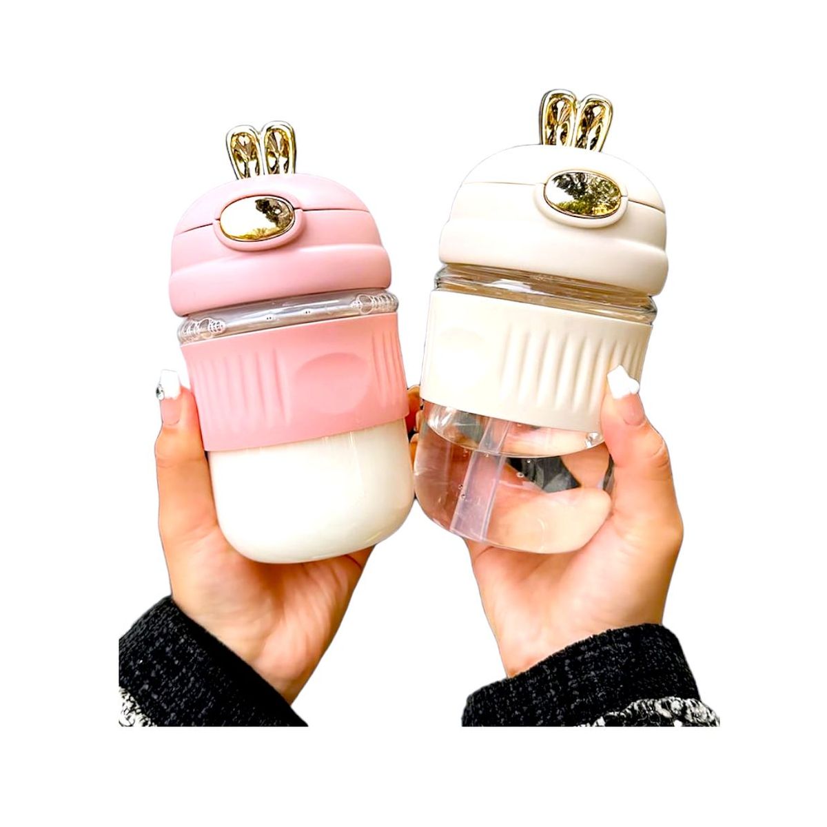 GENERICO - Set x 3 Botellas / Vasos / Tomatodos de vidrio diseño Rabbit