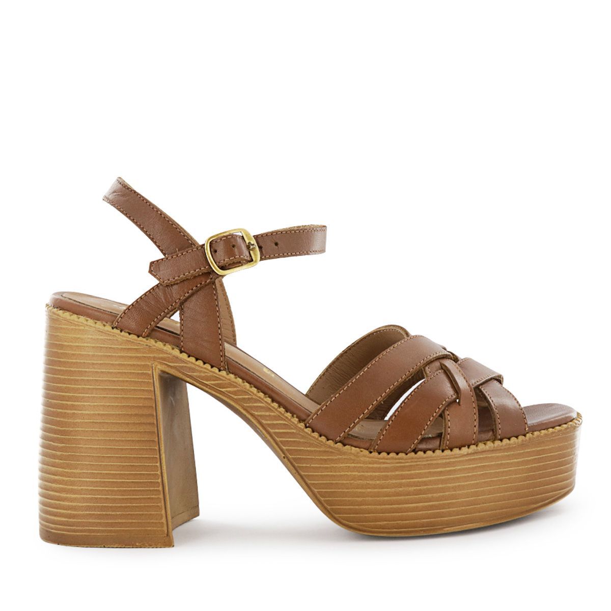 SESTRA - Sandalias con Taco Mujer Sestra Gwen01 Toffee