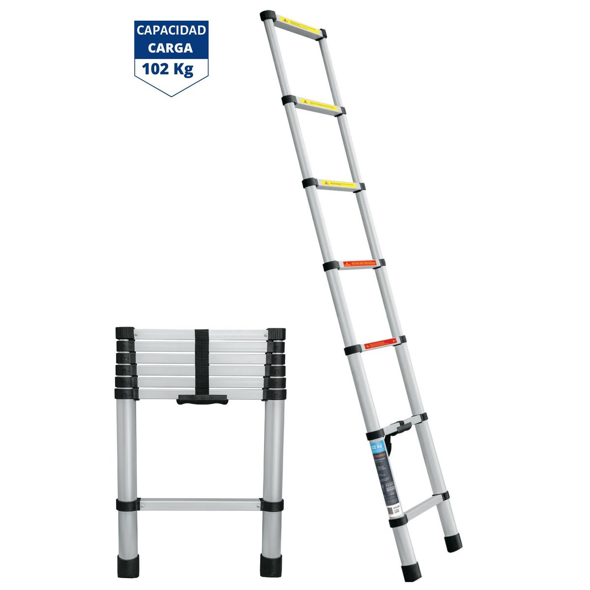 TRUPER - Escalera telescópica 7 peldaños extensión retráctil capacidad 102kg