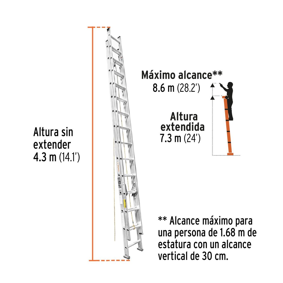 TRUPER - Escalera de extensión, tipo III, 28 escalones