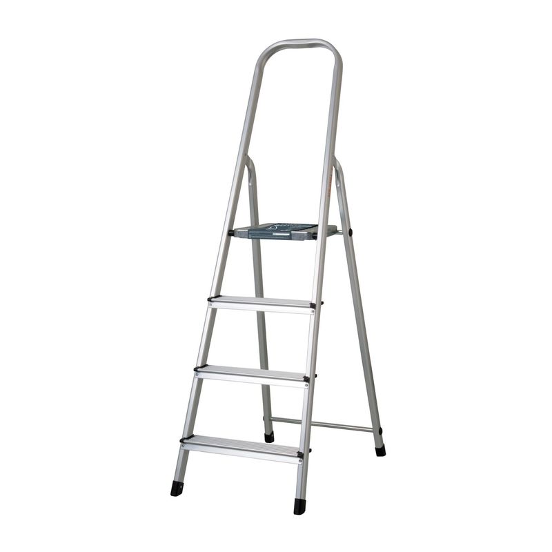 TRUPER - Escalera tubular plegable, 4 peldaños, aluminio
