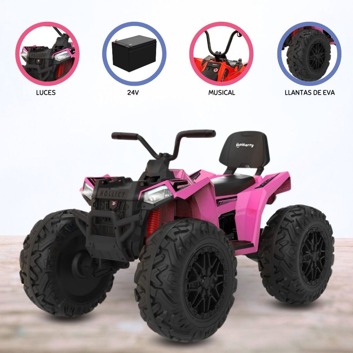 BEAUTIFUL - Cuatrimoto a Batería para Niños «HOLLICY» Pink