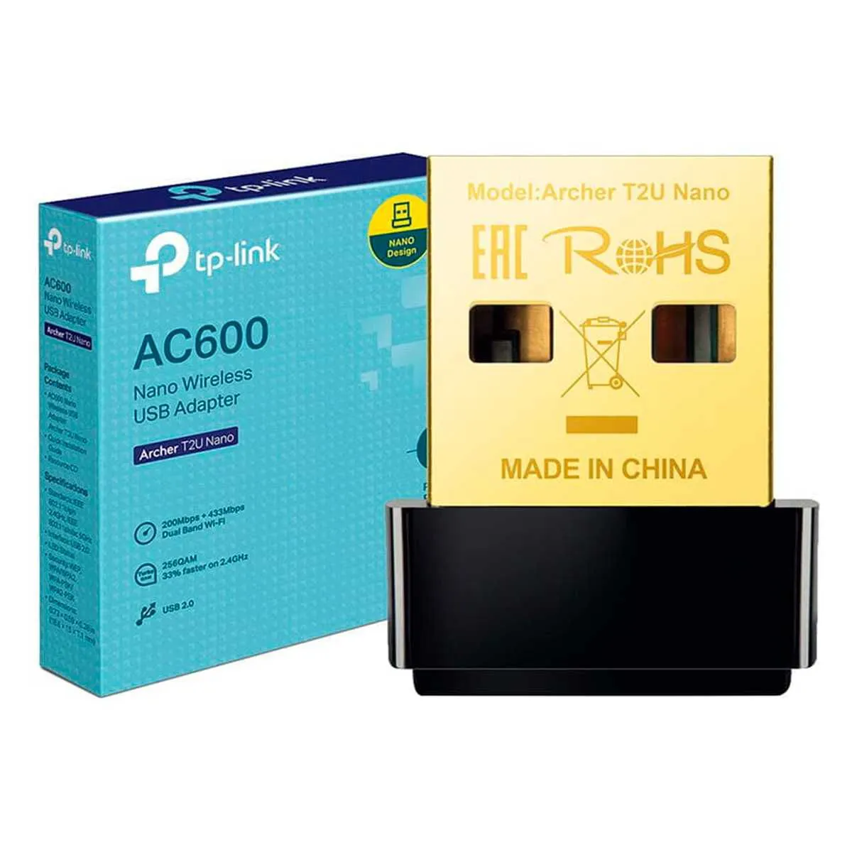 TP LINK - ARCHER T2U NANO AC600 Nano Wireless USB Adapter