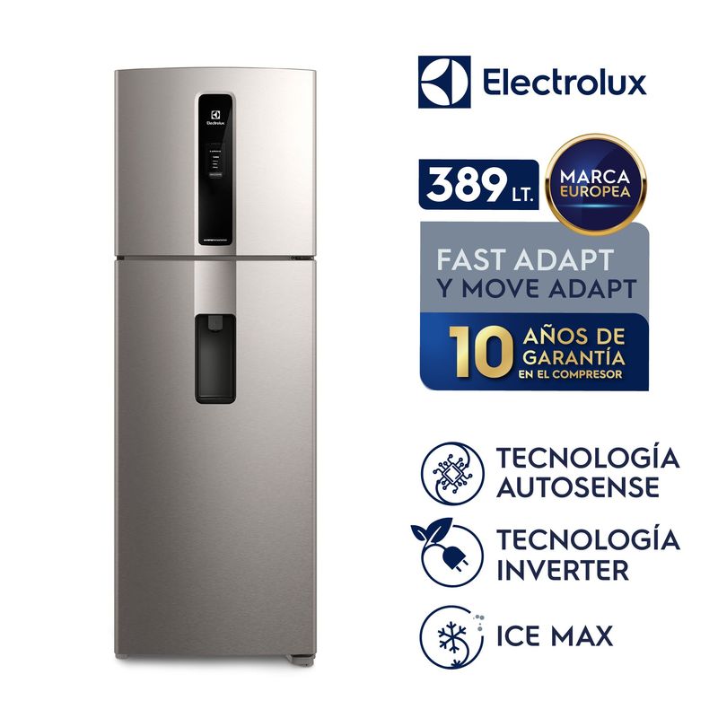 ELECTROLUX - Refrigerador Electrolux Top Freezer Efficient con AutoSense Inox Look 389L IW43S