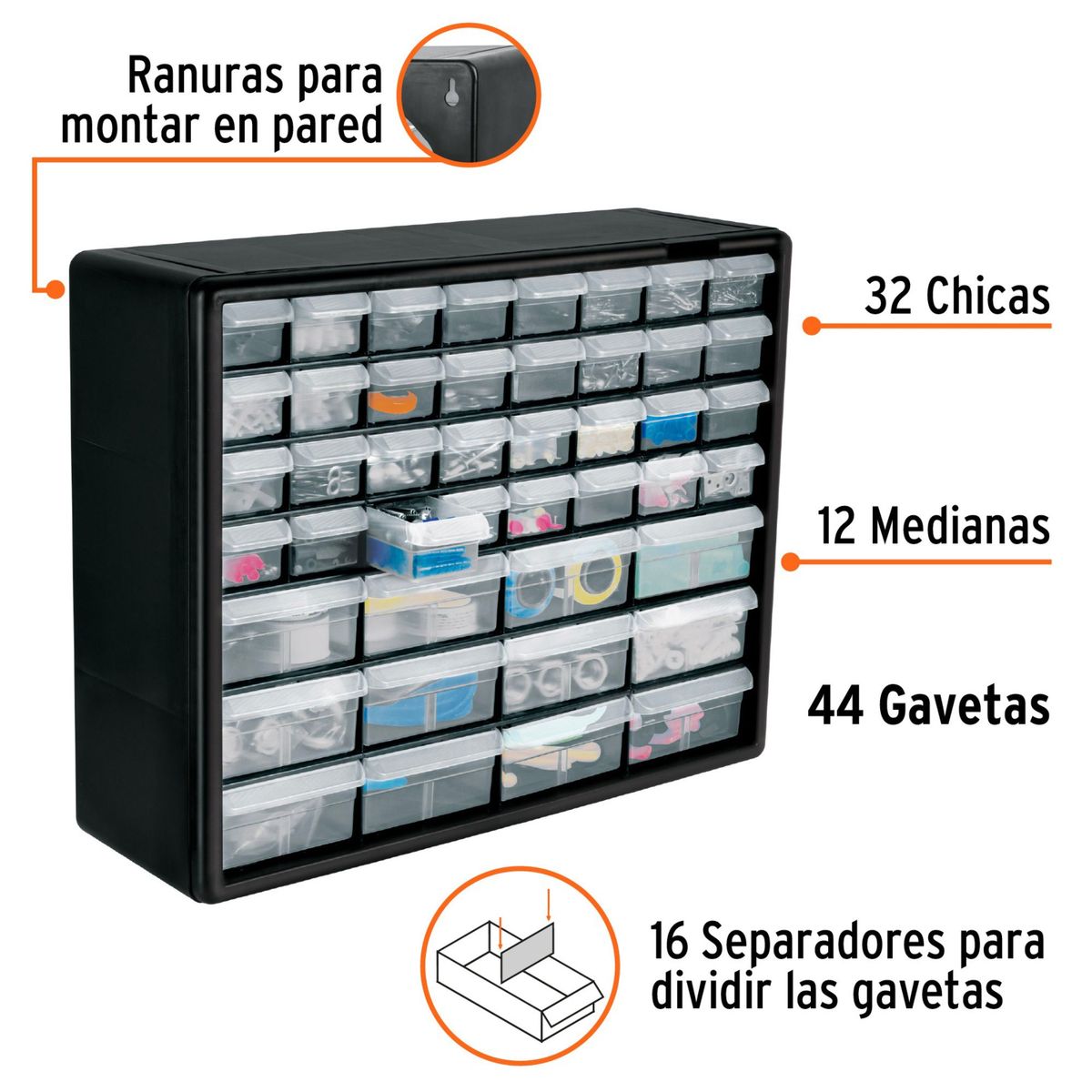 TRUPER - Organizador con 44 gavetas, Truper