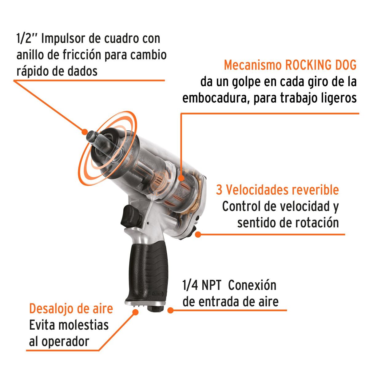 TRUPER - Kit de llave de impacto 12 con estuche plástico