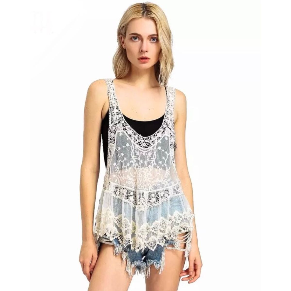 KAST PE - Salida de playa encaje Karen - Talla SM - Beige