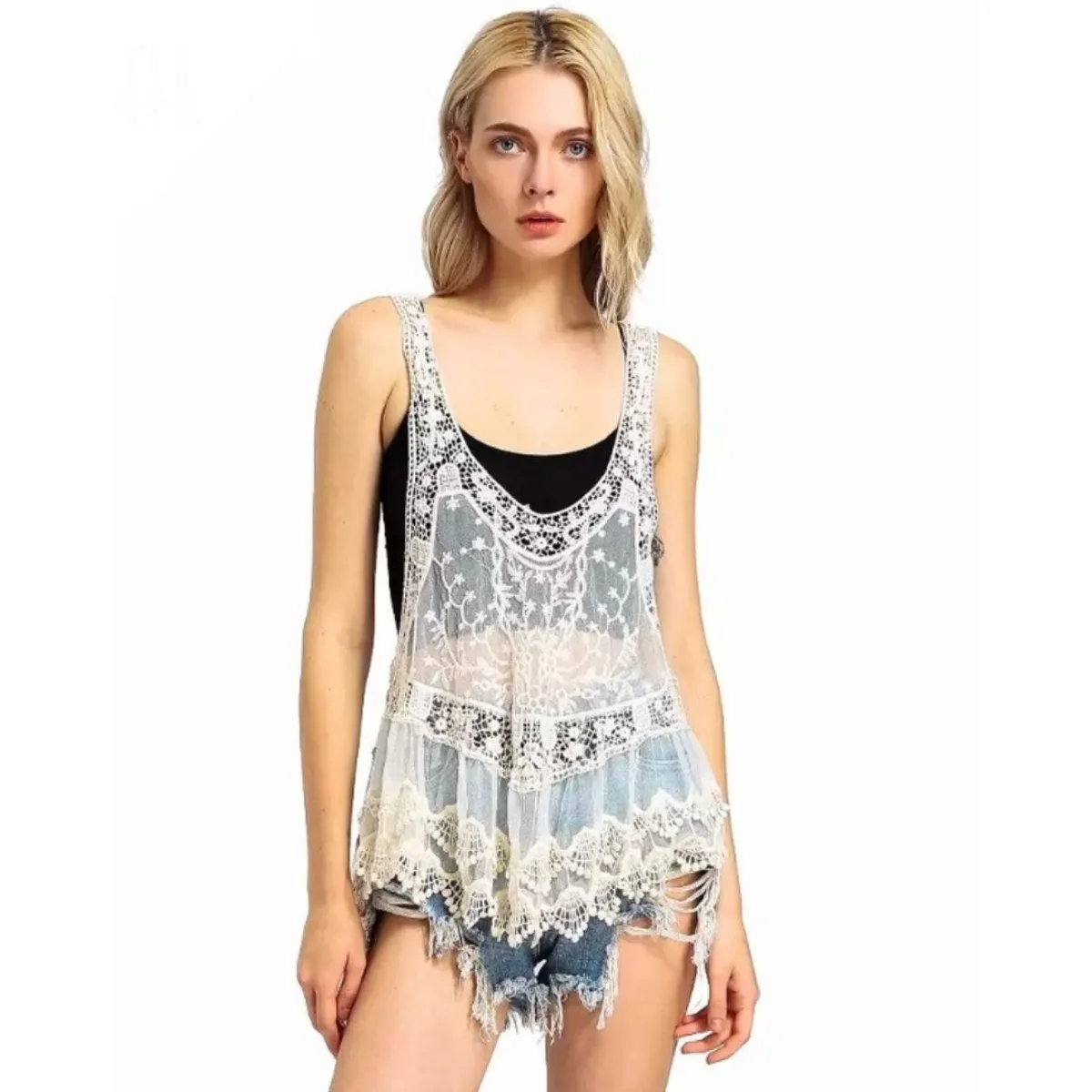 KAST PE - Salida de playa encaje Karen - Talla SM - Beige