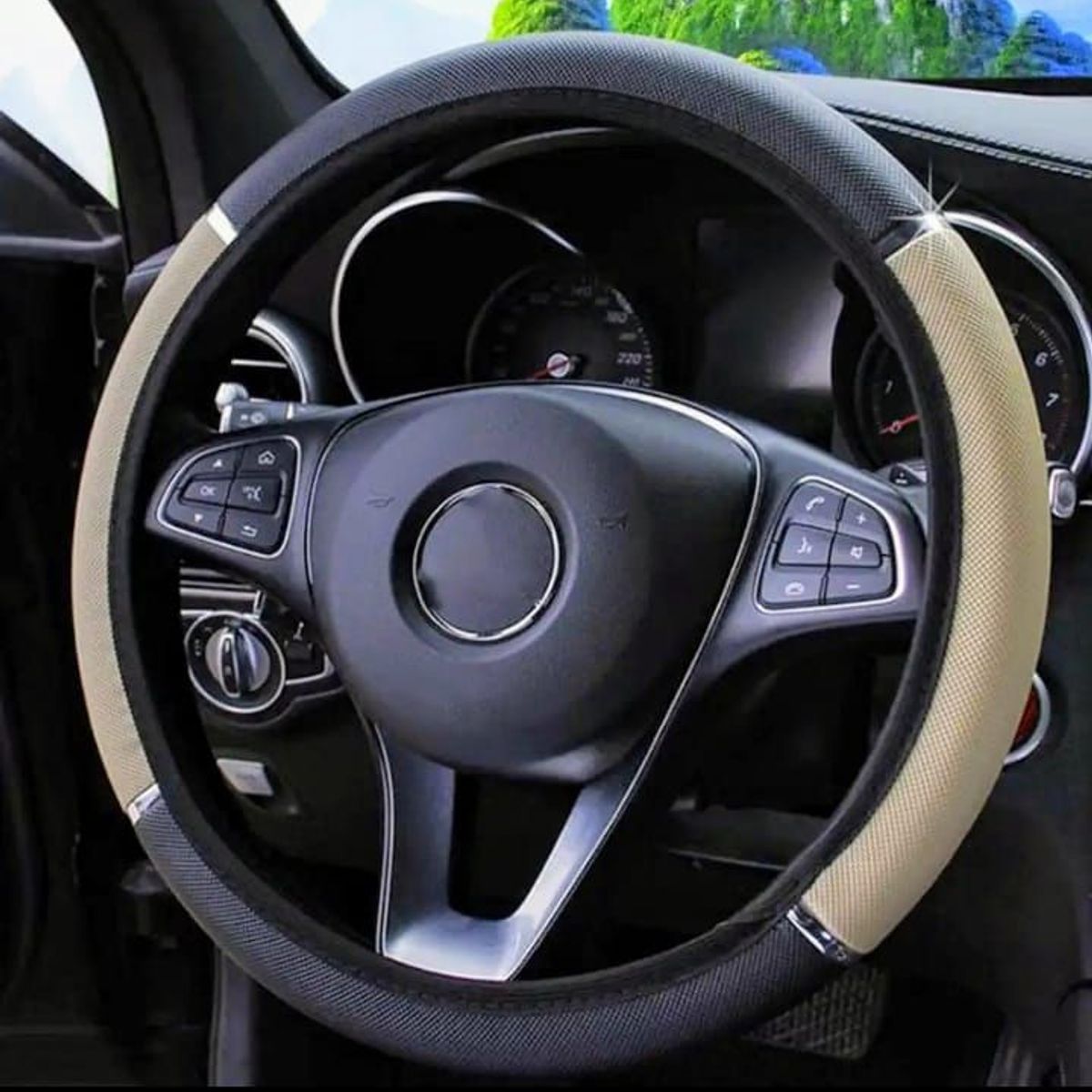 GENERICO - Funda de Timón Cobertor de Volante Auto Camioneta - Beige