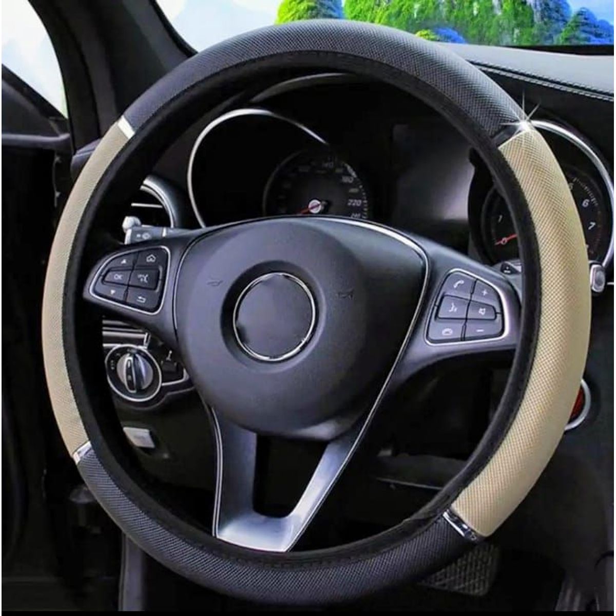 GENERICO - Funda de Timón Cobertor de Volante Auto Camioneta - Beige