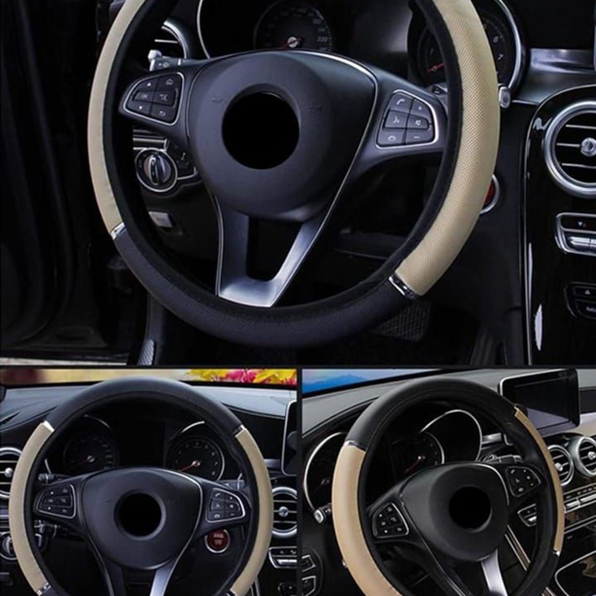 GENERICO - Funda de Timón Cobertor de Volante Auto Camioneta - Beige