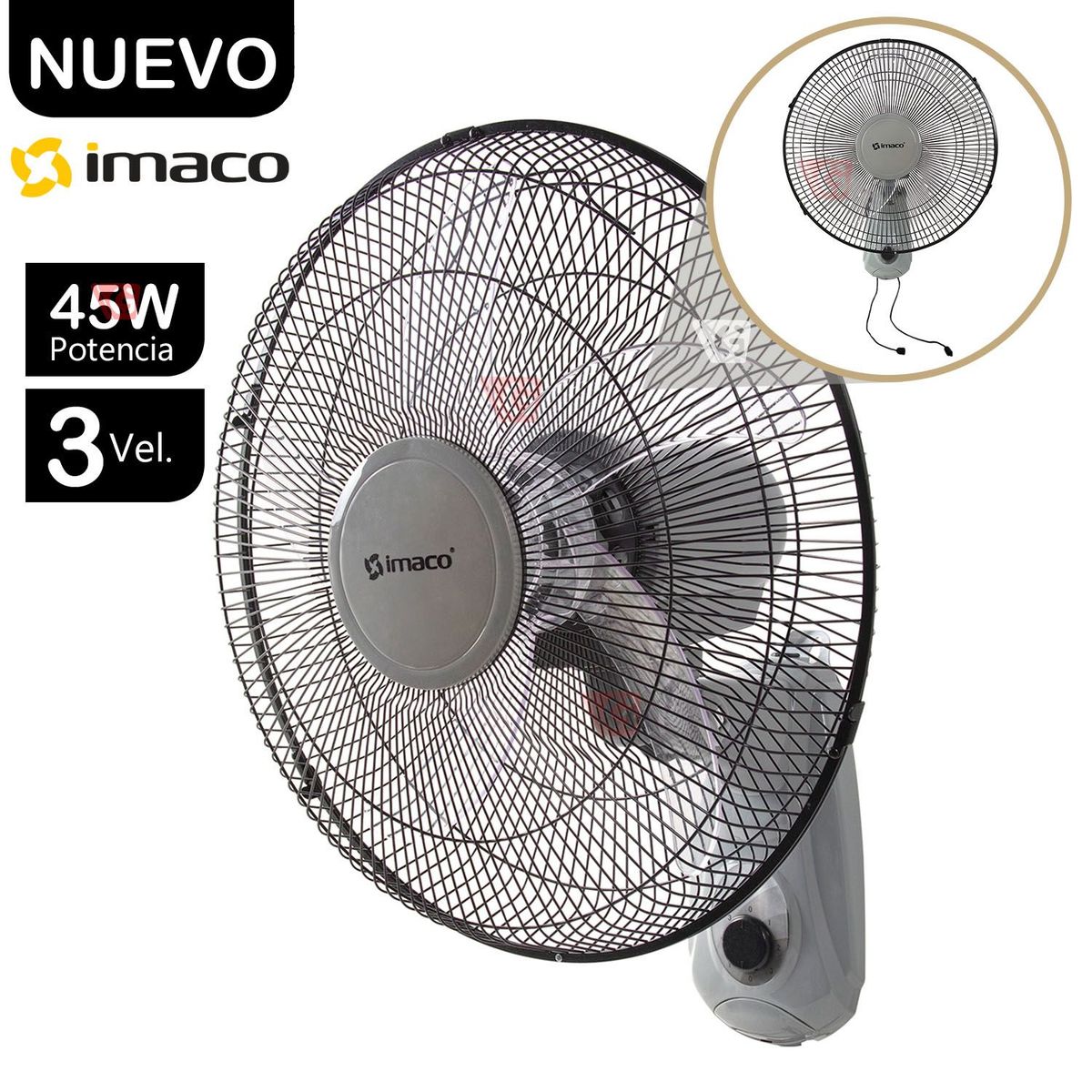 IMACO - Ventilador de Pared Aspas Acrílicas FW450 45W