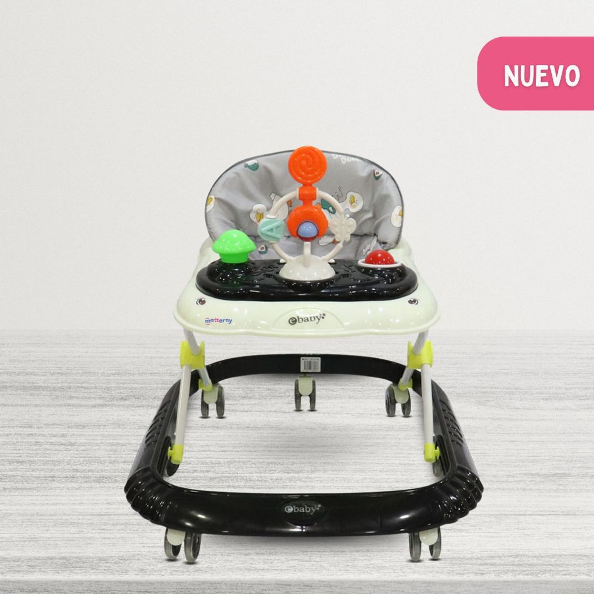 EBABY - Andador con bandeja divertida para Bebés «CRISTAL» Black