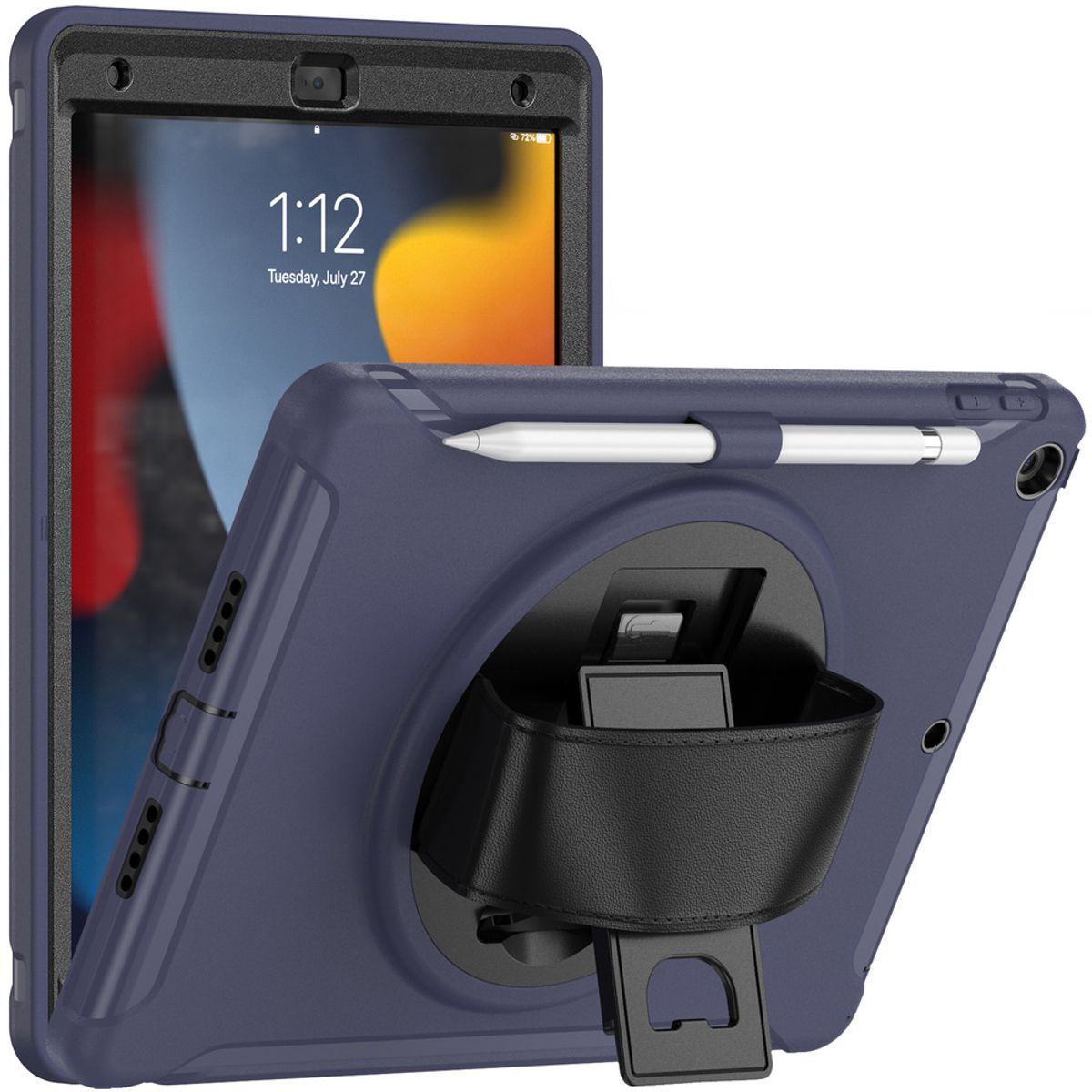 GENERICO - Funda para iPad 10.2" 2019 Armor Azul Giratorio + Parante Antishock