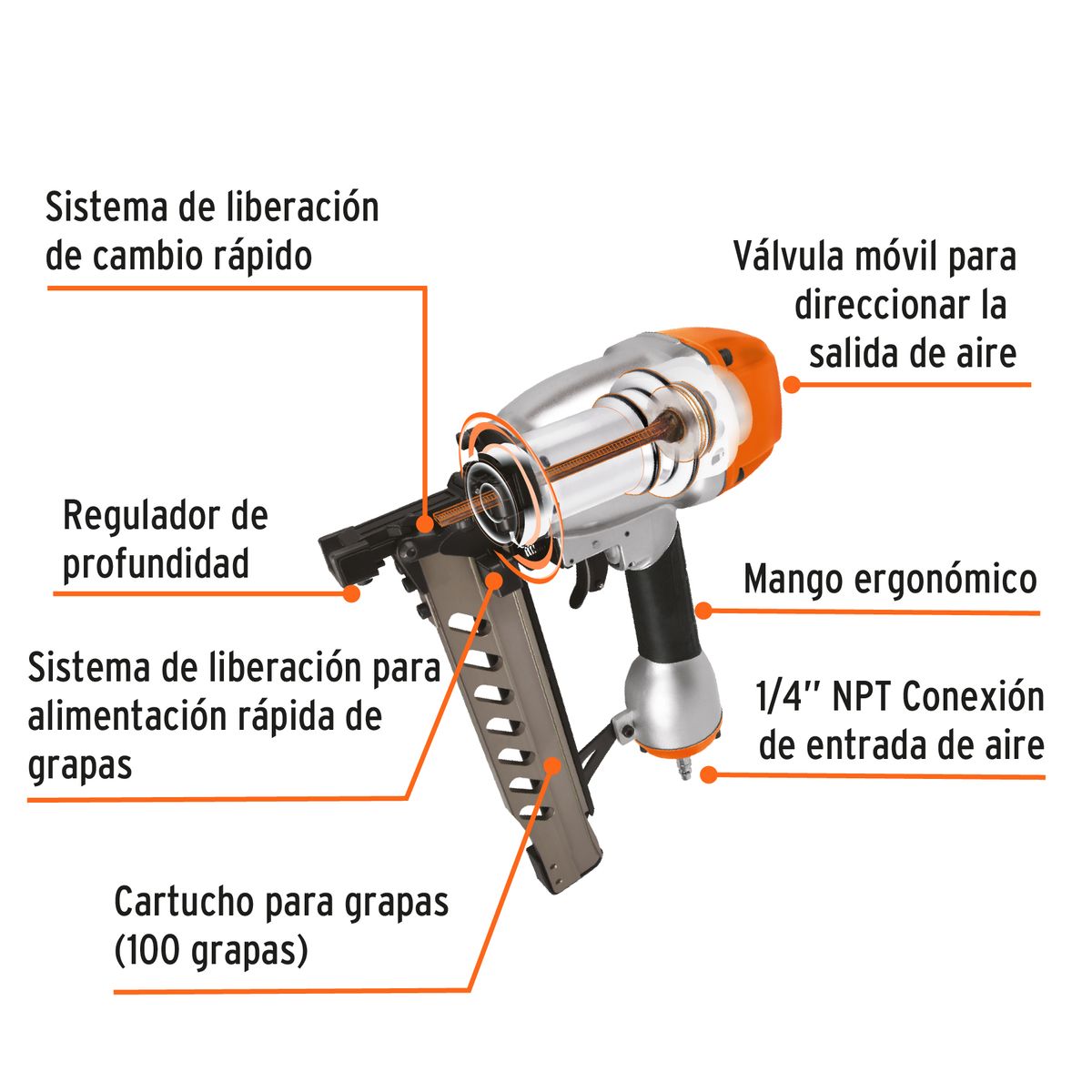 TRUPER - Engrapadora neumática, calibre 16 COD 13178 Truper