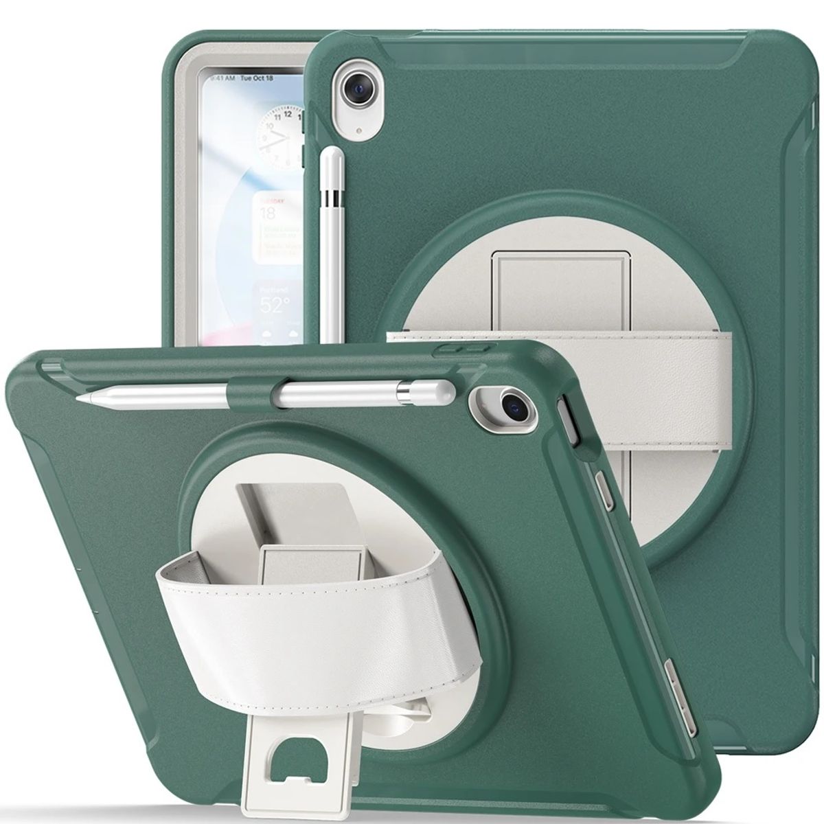 GENERICO - Funda para Samsung S7 11" Armor Verde Giratorio con Parante Antishock