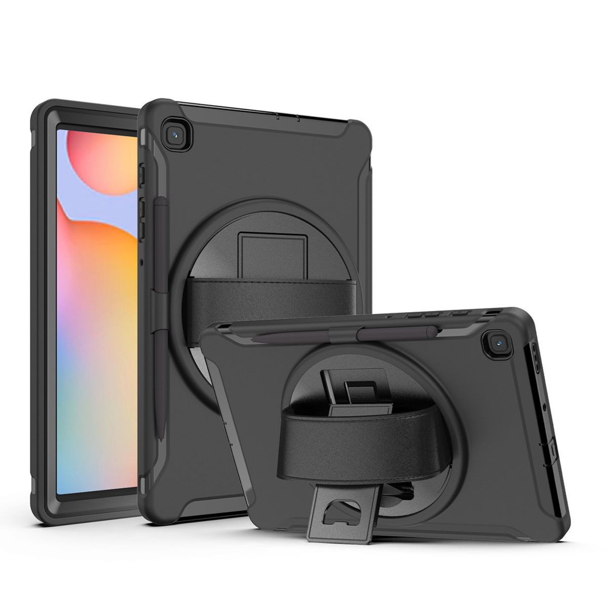GENERICO - Funda para iPad 10.9" 2022 Armor Negra Giratorio + Parante Antishock