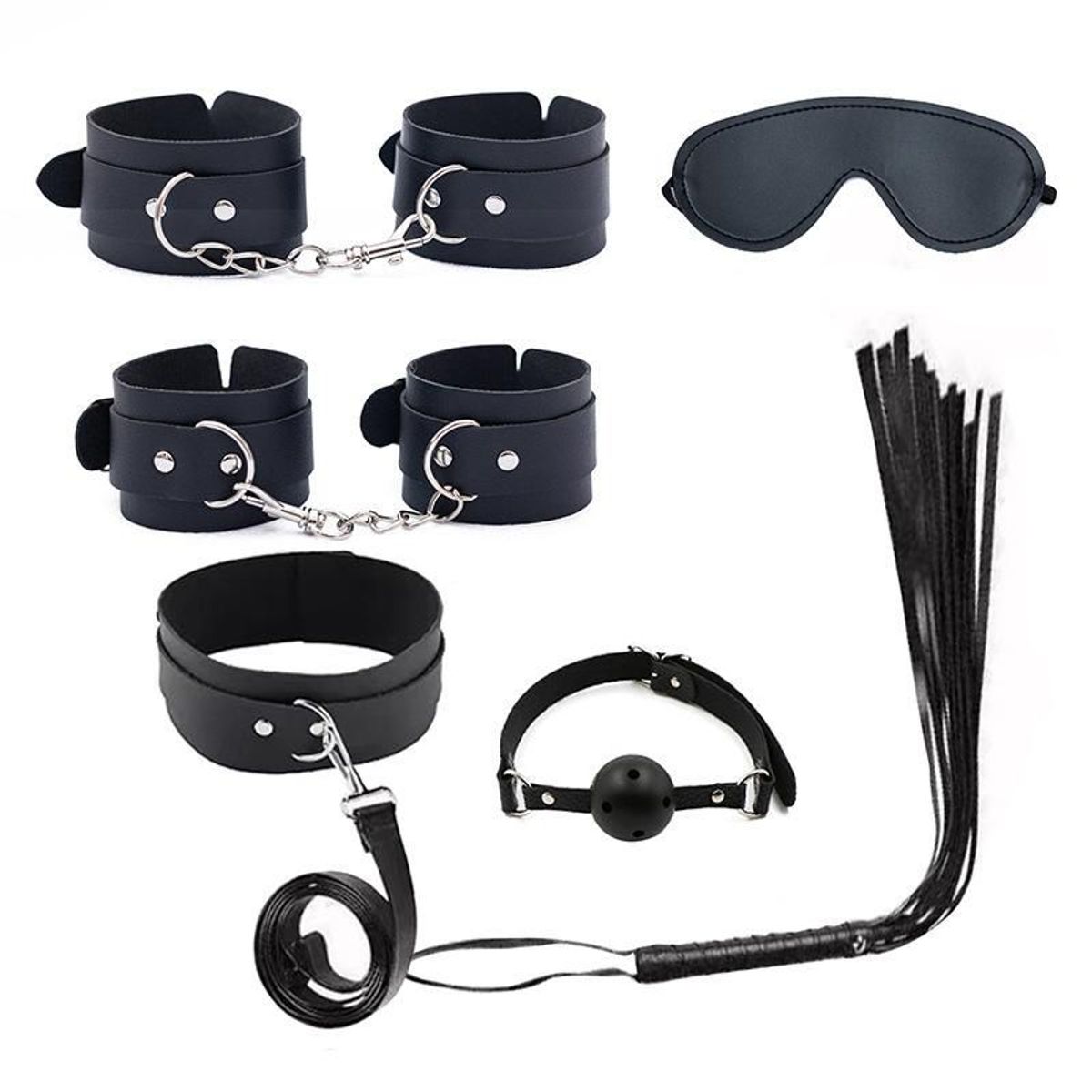GENERICO - Pack Accesorios de Juguetes Sexuales Látigo Esposas Antifaz SSP340003