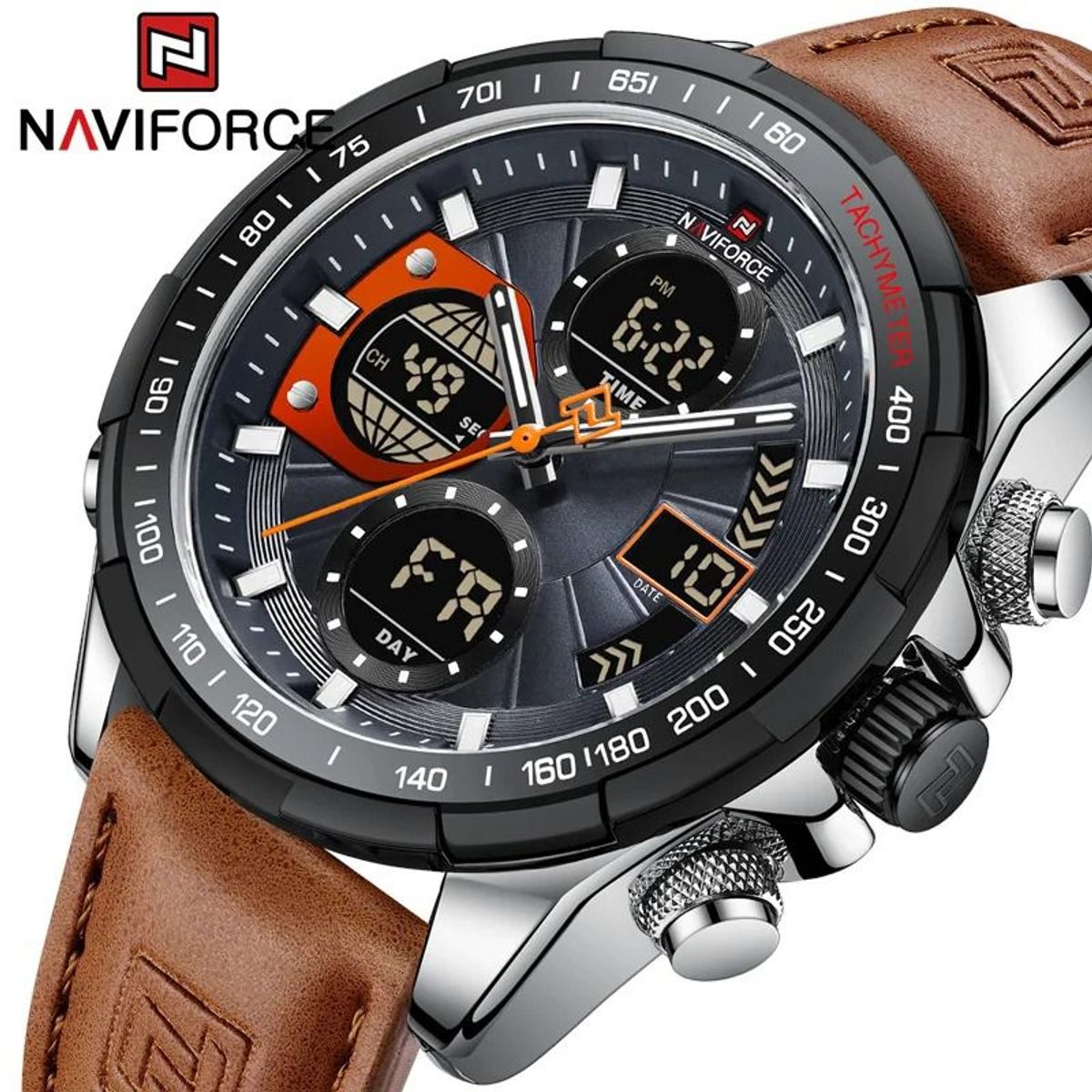 NAVIFORCE - Reloj Naviforce elegante NF9197 de cuero  marrón para hombre