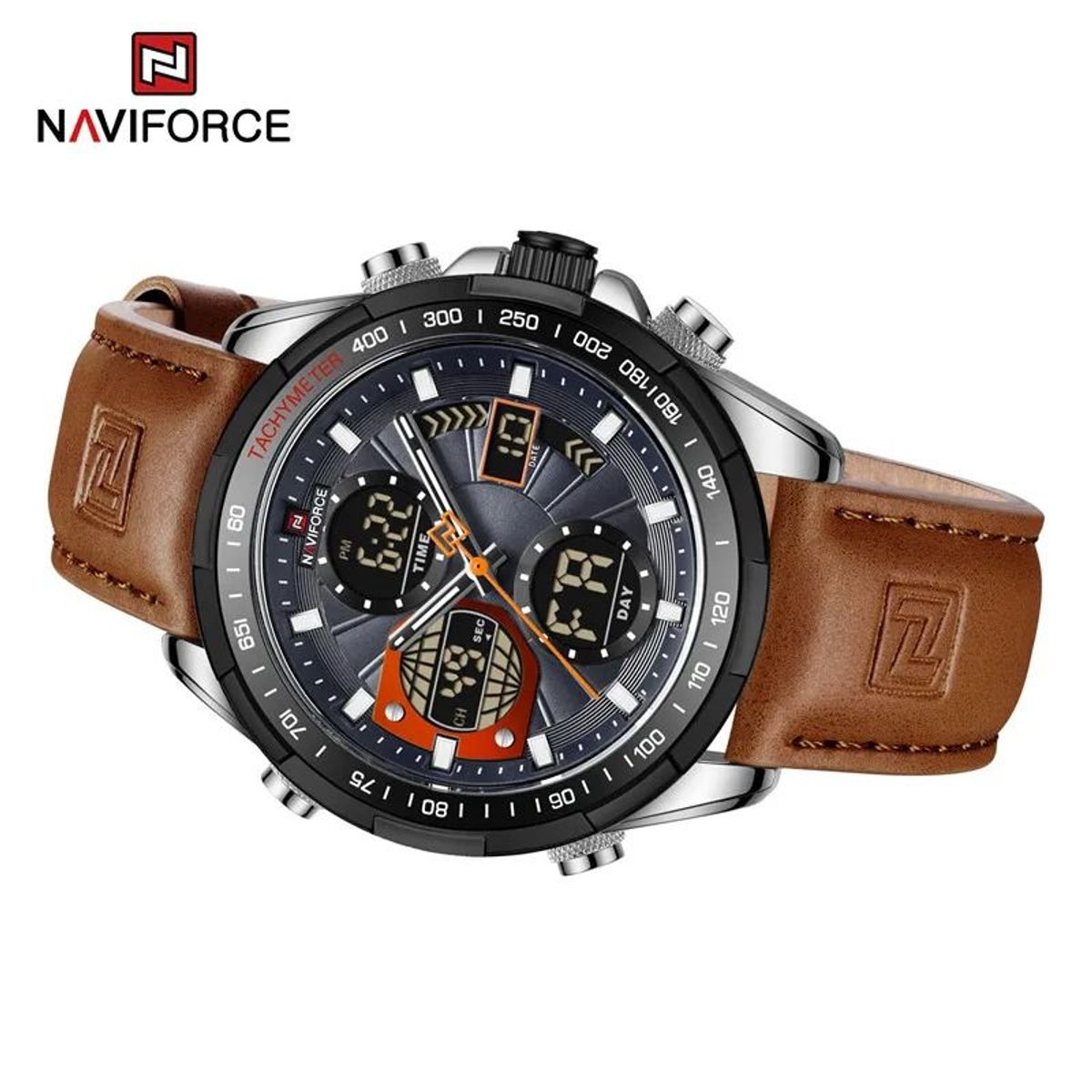 NAVIFORCE - Reloj Naviforce elegante NF9197 de cuero  marrón para hombre