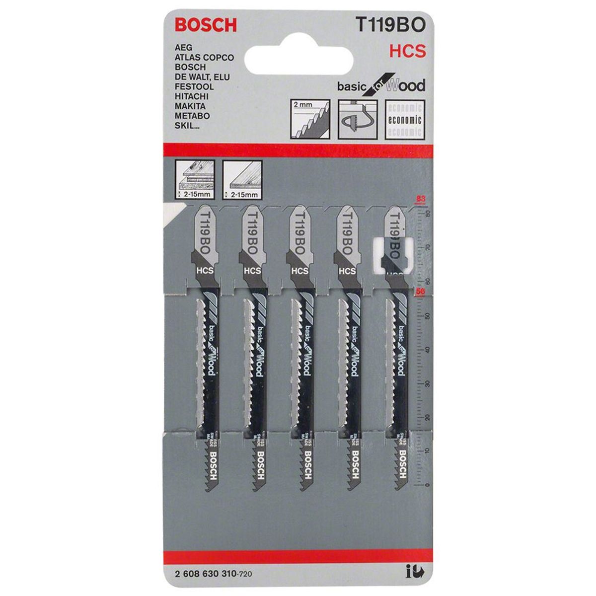 BOSCH - Hoja Caladora T119BO X5unid HCS Curvo/Fino Especial Madera