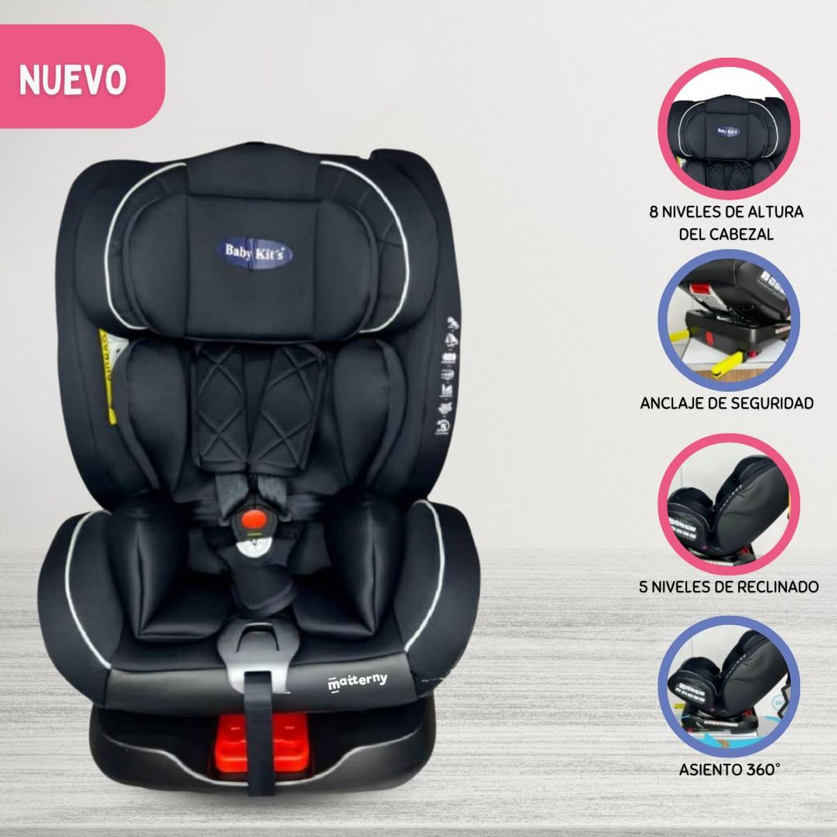BABY KITS - Silla de Auto para Bebé «BARLETTA» Black