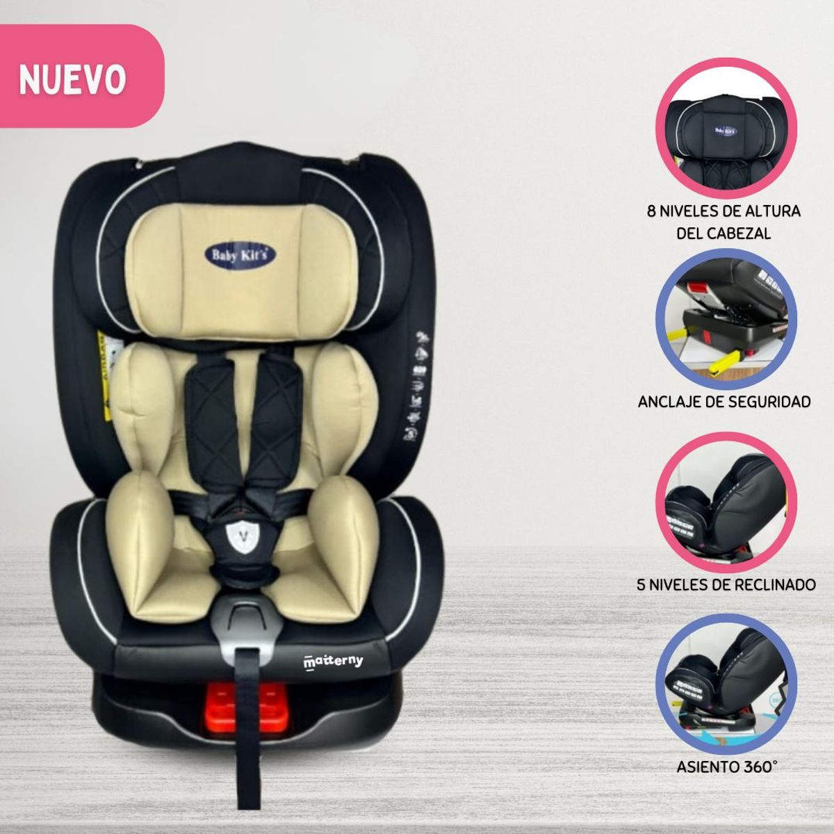 BABY KITS - Silla de Auto para Bebé «BARLETTA» Yellow