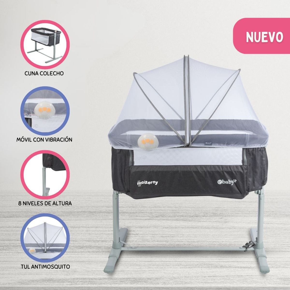 EBABY - Cuna Colecho para Bebes «TAMI» Gray