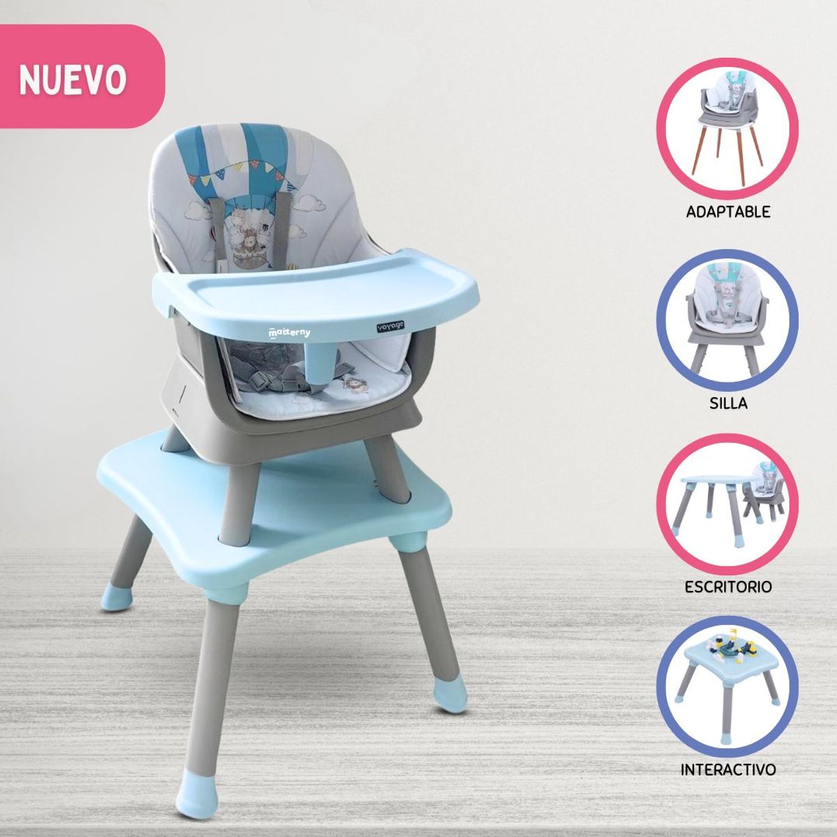 VOYAGE - Silla de Comer para Bebés «MULTIFUNCIONAL» Light Blue