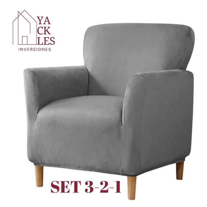 GENERICO - FORRO DE MUEBLE LYCRA TERCIOPELO 3-2-1 GRIS