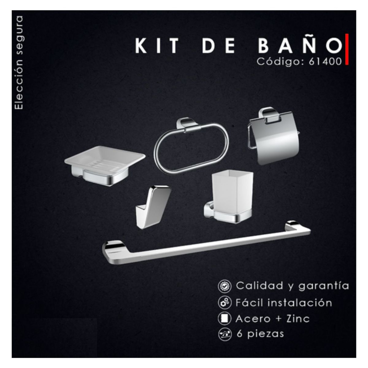 GENERICO - Acesorios para Baño Kit 6 Piezas XM 61400