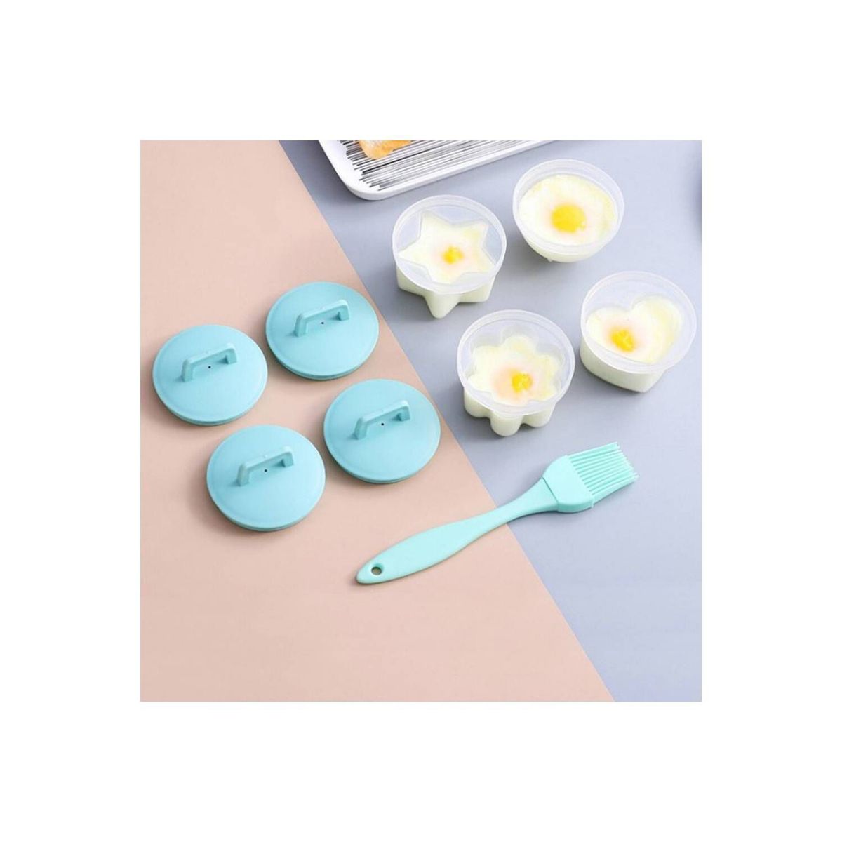 GENERICO - SET DE MOLDE PARA HUEVO X 4 MOLDES ROSADO