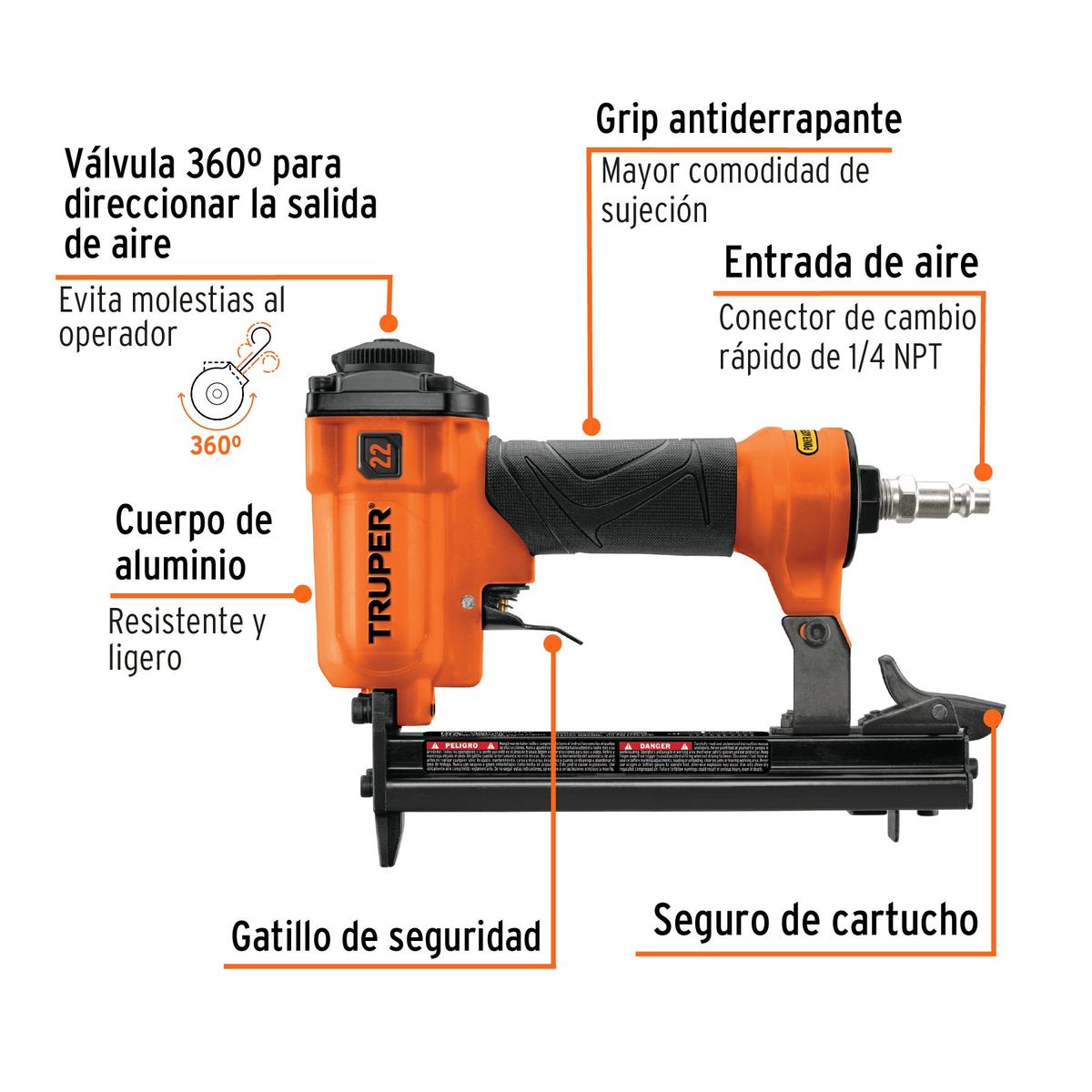TRUPER - Engrapadora Neumatica Profesional Calibre 22