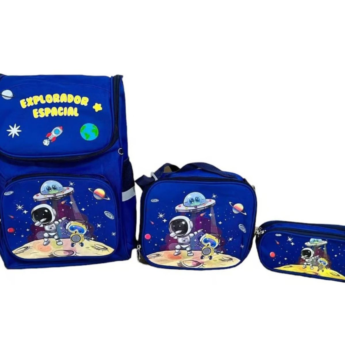 GENERICO - Mochila escolar pack 3 piezas  azul